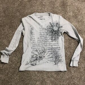 Machine Gray Long Sleeve Tee with Graphic Design